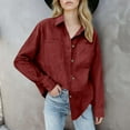 thumbnail image 6 of ZUKMRJPC Women's Casual Corduroy Shirt Long Sleeve Solid Color Oversized Button Shirt Jacket Loose Lightweight Outwear with Pockets, 6 of 8