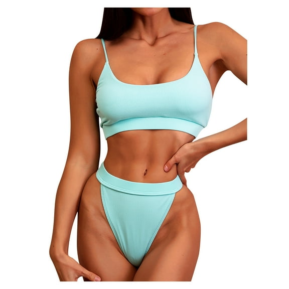 QLEICOM Womens Swimsuits Tummy Control Plus Size Swimsuit Coverup Plus Size Print Tankini Swimjupmsuit Swimsuit Beachwear Padded Swimwear Blue L