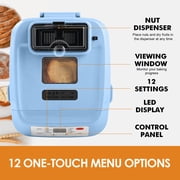 Kitchen in the Box 2lb Bread Maker with Auto Fruit Nut Dispenser, 12-in-1 Gluten-Free Bread Machine, 13H Delay Timer,, Baby Blue