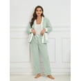 thumbnail image 5 of U2SKIIN Women's Fleece Pajama Set, Soft Plush Jacquard Sleepwear Cozy Lounge Pjs set,(Light Green+White,M), 5 of 5