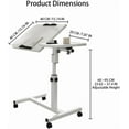 thumbnail image 5 of EastVita Movable Overbed Table with Wheels, 23.6-37.4in Adjustable Height Overbed Table, Rolling Tray Table, Medical Bedside Desk with 0-90 Degrees Tilting Surface for Home, 5 of 8