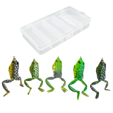 LIXADA 5 Pcs Frog Fishing Lures Kit Soft Fishing Lure Lifelike Frog Topwater Bait Artificial Bait with Hooks Fishing Tackle 2.2 in 0.5 / pc