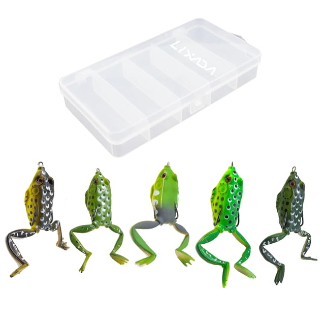 Señuelos LIXADA - Kit de 5 señuelos de pesca de rana, señuelo de pesca biónico suave, cebo flotante Lixada Señuelos