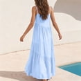 thumbnail image 6 of TaTaai Women's 2026 Summer Spaghetti Strap Ruffled Asymmetric Solid Maxi Dress Loose Beach Sundress for Daily & Vacation Gift, 6 of 9