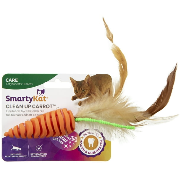 SmartyKat Clean Up Carrot Dental Chew Cat Toy, Promotes Oral Health For