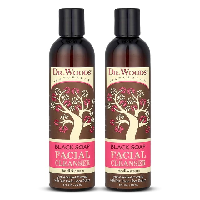 Limpiador Facial Dr. Woods Jabón Negro con Manteca de Karité 236 ml x2