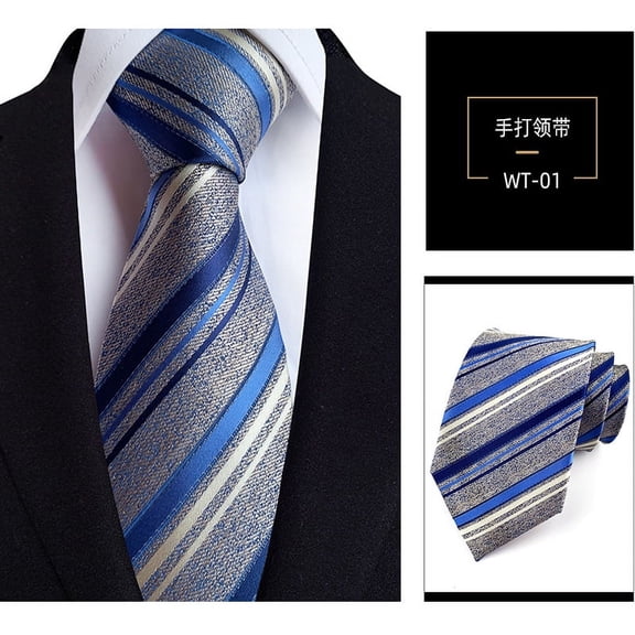 Elegantly Structured Men's Classic Tie Single Pack, Utilizing a Premium Silk Polyester Material and a Defined Woven Jacquard Stripe Pattern for a Sharp Business Image