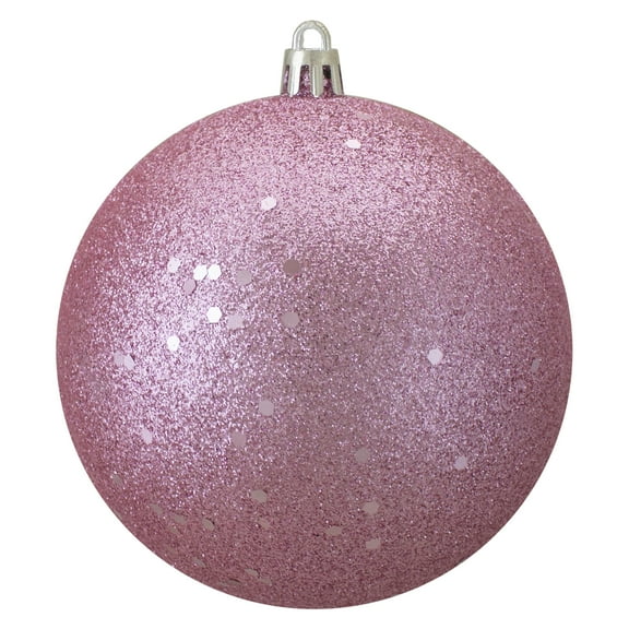 Northlight Holographic Glitter Bubblegum Pink Shatterproof Christmas Ball Ornament 4" (100mm)