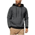 thumbnail image 3 of Momasggi Men's Color Block Hoodies Loose Fit Long Sleeve Drawstring Hooded Sweatshirts Casual Pullover Tops Fashion Fall Winter Hoodie with Pockets Dark Gray XL, 3 of 9