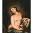 thumbnail image 2 of Antonio Zanchi 12x14 Black Ornate Wood Framed Double Matted Museum Art Print Titled: The Penitent Magdalene, 2 of 5