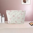 thumbnail image 5 of Unique Bargains 1 Pc Fashion Plaid Bow Makeup Bag for Organization Pink, 5 of 5