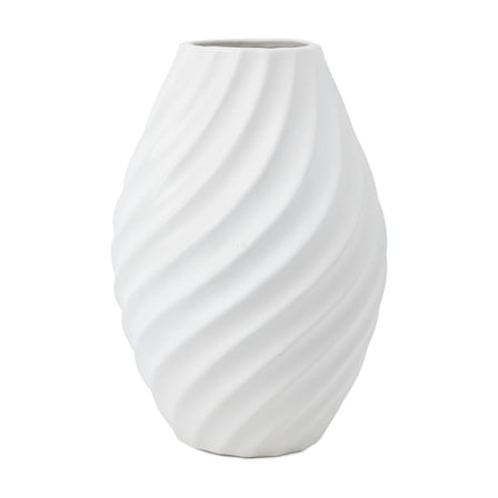 Mainstays Curved Ribbed White Ceramic Decorative Vase, 9.25"