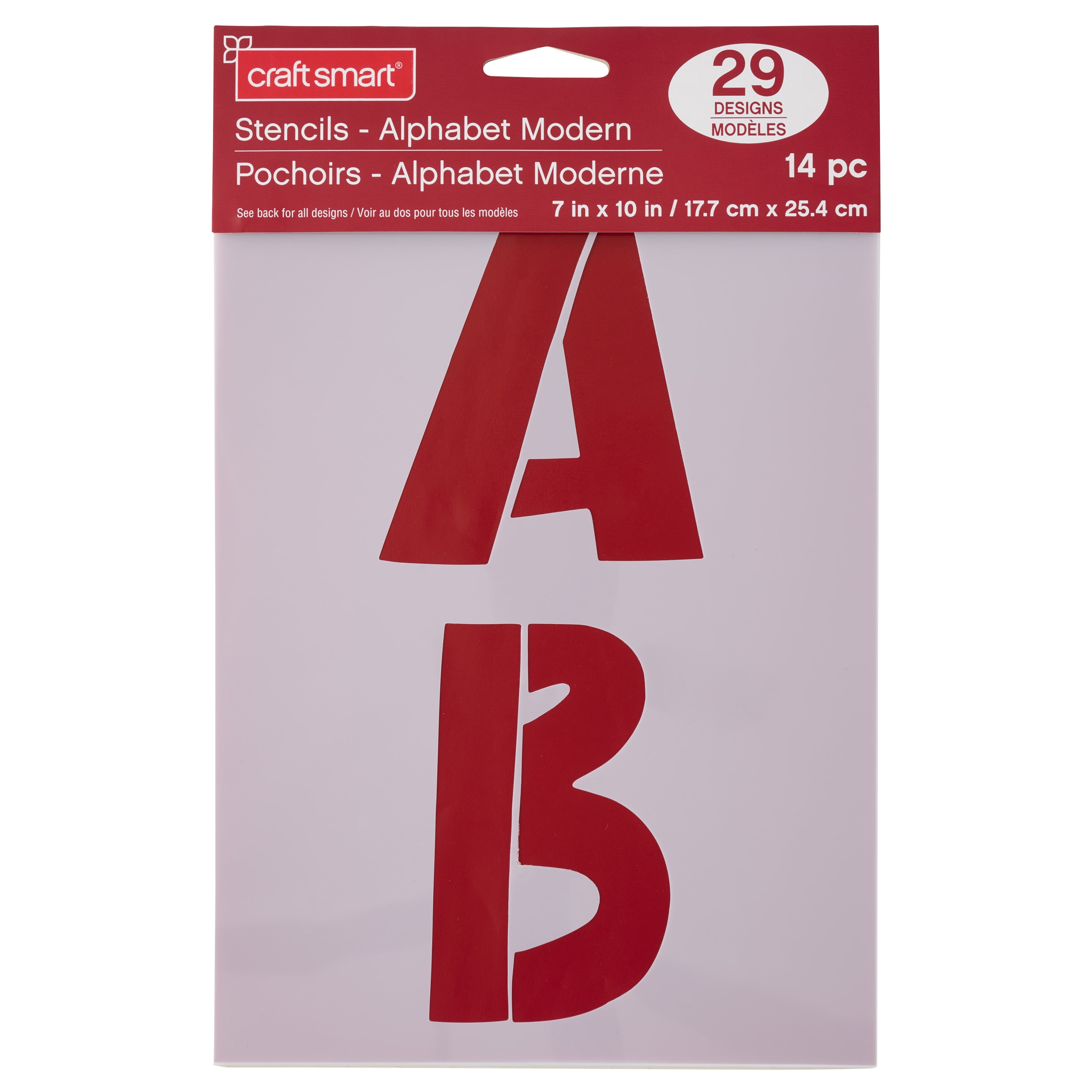 Craft Smart 4" Modern Alphabet Stencils - Reusable Plastic, 29 Designs per Pack, 14 Sheets Each - Ideal for DIY Crafts, Decor, Furniture & Gifts, 6 Pack