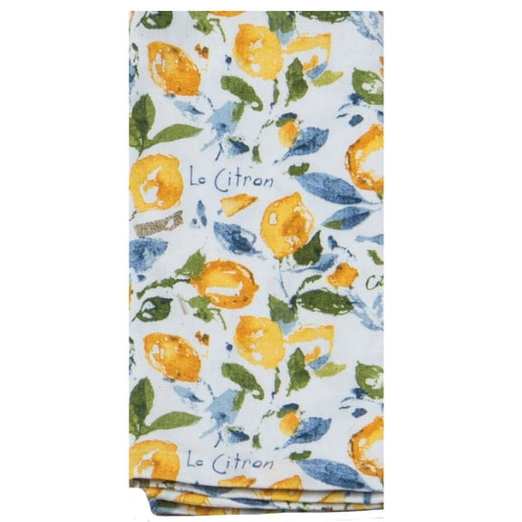 Set of 4 ZEST OF HAPPY Lemon Watercolor Cotton Napkins, Kay Dee Designs