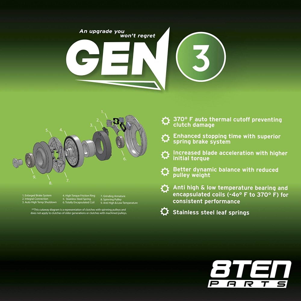 8TEN Gen 3 Electric PTO Clutch for Ariens Grasshopper Gravely Warner 604180 5218-27 70903 388762 073559 73113 