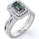 thumbnail image 1 of JeenMata Alejandrita y Moissanita Cultivadas en Laboratorio de 2 Quilates con Corte Esmeralda Diseño Eduardiano: Conjunto de Boda con Halo Doble Infinito: Baño de Oro Blanco de 18 K sobre Plata, 1 of 6