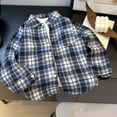 thumbnail image 7 of Lutiedan Button Down Dress Shirts for Boys Long Sleeve Color Block Plaid Shirts Classic School Uniform Shirts Sizes 1-11,Blue, 7 of 7