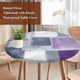 thumbnail image 5 of Grey Purple Round Fitted Table Cover Graffiti Art Abstract Mottled Color Block Modern Waterproof Table Cloth with Elastic Edge Wipeable Tablecloth for Picnic Camping Party Fits 55"-60" Diameter, 5 of 8