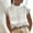 White, variant on Njoeus White Cotton Linen High Neck Short Sleeve Women Spring Summer Dress Casual Crew Neck T-Shirt Lace Cut Out Solid Breathable Loose Blouse Top