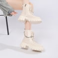 thumbnail image 5 of Bnwani Boots for Women Fashion Thick Chunky Solid Boot Beige Size 6.5, 5 of 9