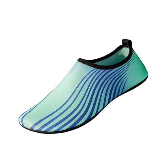 CIENVNSTG Unisex Wide Width Rainbow Striped Gradient Barefoot Aqua Socks Quick‑Dry Non‑Slip Water Shoes Lightweight Slip‑On Breathable Footwear Blue 38