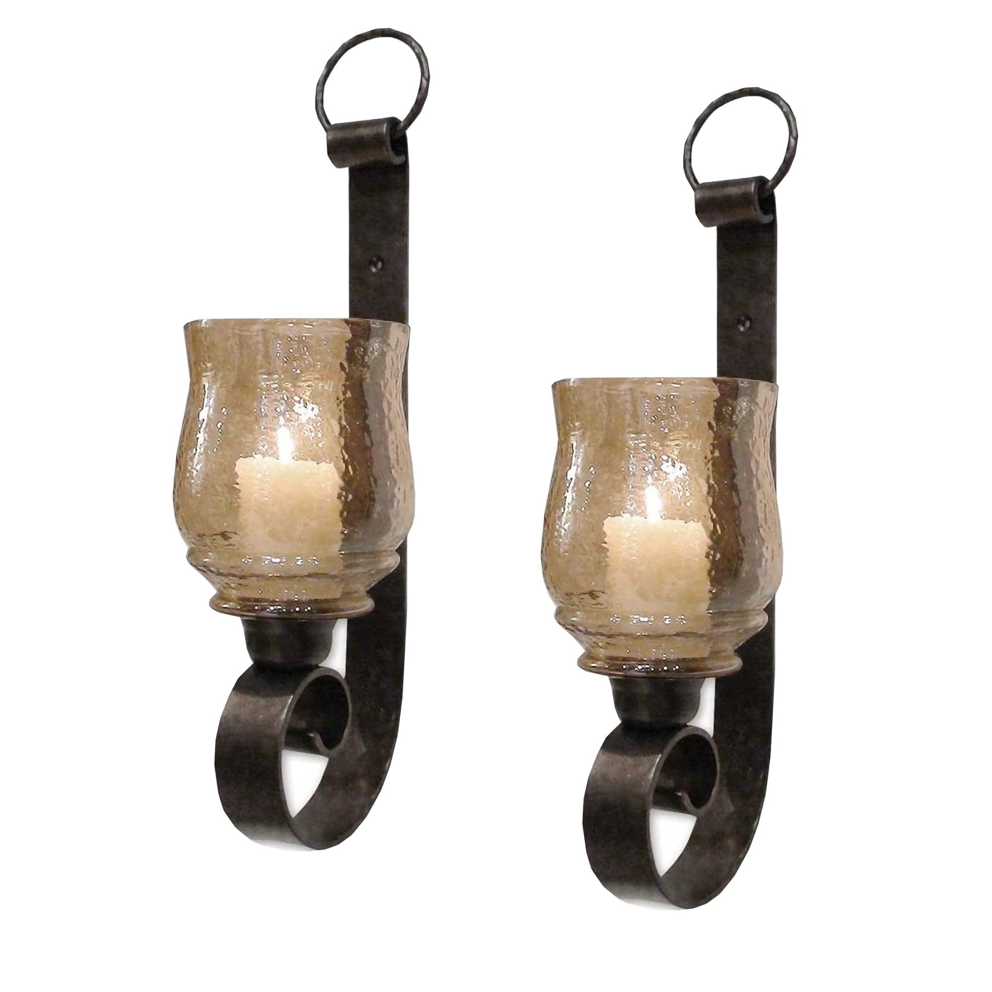 with Glass Pillar Gold Kate and Laurel Curran Hexagon Metal Sconce Wall Candle Holder