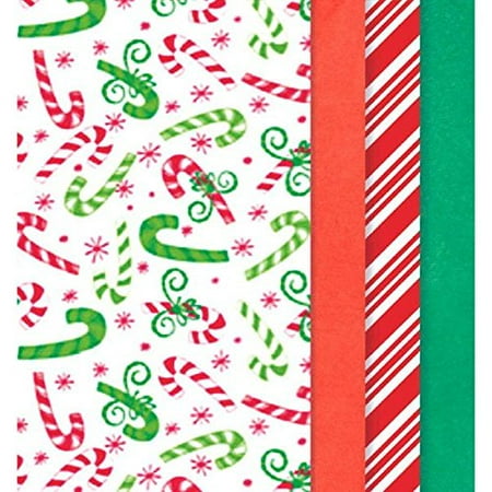 Paw Print Tissue - Amscan Candy Canes and Christmas Colors Printed Tissue For Gift Bags (Pack of 30), Multicolor, 20
