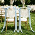 thumbnail image 4 of 2 Pcs Sweetheart Table Chair Decor 17.72 x 13 Inch Set of 2 for Reception Photos, Personalized Just Married Lace Wedding Signs, Custom Sheer Mr and Mrs Chair Cover for Bride and Groom Ceremony, Blue, 4 of 7