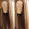 thumbnail image 1 of Peluca de cabello humano liso para mujer, postizo de 30 pulgadas con encaje Frontal 13x4, pelo Remy brasileño 13x6, color rubio miel, 1 of 3