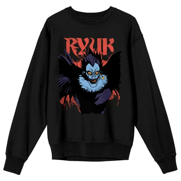 Death Note Ryuk Crew Neck Long Sleeve Adult Black Sweatshirt-Medium