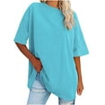 thumbnail image 1 of CEHVOM Nouveau Haut Ample à Manches Courtes en Coton Col Rond pour Femmes en Liquidation, 1 of 5