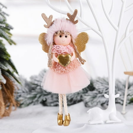 Dvkptbk Christmas Decorations Christmas Angel Plush Doll Pendant Xmas Tree Hanging Decoration Party Ornaments Pink