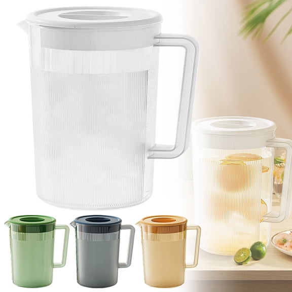 HomelyJoy Blue Plastic Water Pitcher, 60 oz Large Capacity Beverage Jug with Lid for Hot and Cold Drinks, Iced Tea, Juice, 7.36 in x 4.72 in