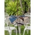 thumbnail image 2 of Outdoor Tablecloth with Umbrella Hole and Zipper, Texas Star Vintage Round Table Cloth 60 Inch Waterproof Tablecloth, Brown Beige Wooden Retro Art Picnic Table Cover for Patio Camping, 2 of 7