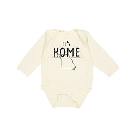

Inktastic It s Home- State of Missouri Outline Distressed Text Gift Baby Boy or Baby Girl Long Sleeve Bodysuit