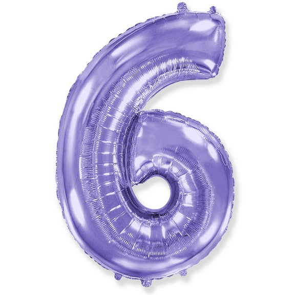42 inch Number 6 - Party Brands - Lilac Purple Foil Mylar Balloon - Party Supplies Decorations