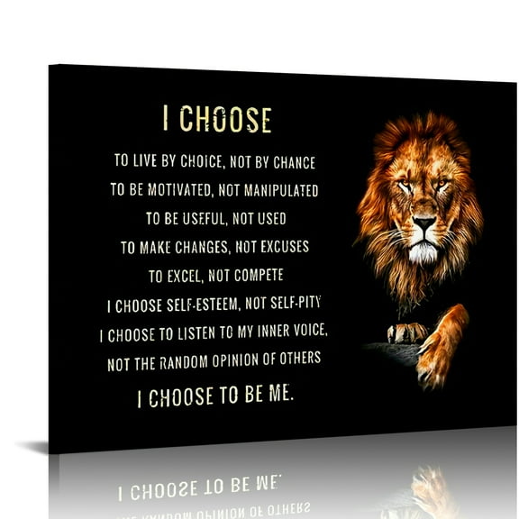 Christian i choose lion wall art decor , i choose Canvas Wall Art Print ， Inspirational Quote Decorations Religious Christian Gifts for Church Prayer Room Living Room Home Decor Gift Wooden Framed