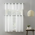 thumbnail image 5 of Mainstays Solid Semi Sheer Curtain Tier Pair and Valance Set, 3 Piece Ready Made Kitchen Curtains, White, 54" W x 36" L, 5 of 8