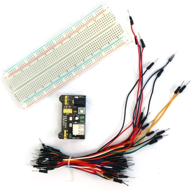 Solderless Breadboard 830 MB-102 Tie Points, Jump Wires 65pcs, 3.3V 5V  Power Supply Module, Electronic Learning Kit Compatible with Arduino K3 -  Walmart.com