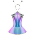 thumbnail image 4 of Ocealan 2Pcs Girls Alien Outfits Metallic Mock Zip Front Tutu Dress with Headband for Party Dance Blue Sliver 8, 4 of 6