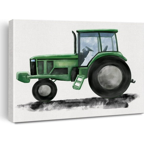 Tractor Canvas Wall Art Watercolor Transportation Vehicles Tractor Canvas Painting Prints for Home Boys Bedroom Nursery Wall Decor Framed Artwork Gifts(12x15 Inch)