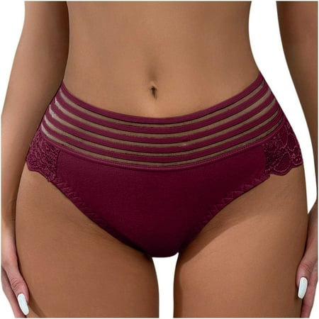 Virmaxy Womens Boyshorts Underwear Panties Alluring Seamless Underwear BoxerShorts Breathable Lace Strapcross Underwear Red-B L