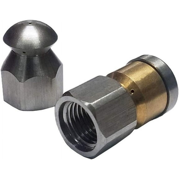 Ultimate Washer UW11-PW172F Pressure Washing 1/4" NPT Stainless Steel Laser Spray Nozzle 5.5 Orifice   1/4" Rotating Sewer Nozzle 5.5 Orifice