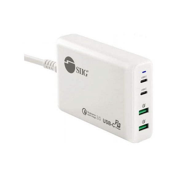SIIG AC ACPW1P11S1 100W Dual USBC PD30 PPS  QC 30 Combo Power Charger WH