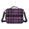 thumbnail image 2 of Purple and Black Checkered Pattern Insulated Lunch Bag with Shoulder Strap and Bottle Holder,Bento School Lunch Bag Box,11x9.5x3.5 Inches, 2 of 4