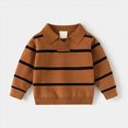 thumbnail image 2 of KPOPLK Boys Shirts Toddler Boys Long Sleeve Collar Sripe Print Fall T-Shirts Casual Tops Tees 1T 2T 3T 4T 5T 6T(2-3 Years,Brown), 2 of 8