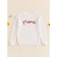 thumbnail image 4 of FOCUSNORM Chandails en Coton Assortis pour la Famille Maman et Moi Broderie Lettre Col Rond Tricot Confortable Chandail Chaud, 4 of 9