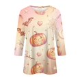 thumbnail image 2 of Halloween Plus Size Tops for Women 3/4 Length Sleeve Womens Blouse Fall Loose Crew Neck Witch Graphic T Shirts Halloween Costume & Gift, 2 of 5
