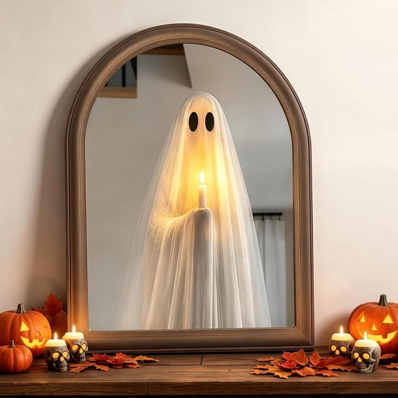 Clearance Martha Stewart Ghost Mirror,Light Up Ghost Mirror,Spooky Halloween Decorations Indoor for Wall Table Mantel Room Home Office Party