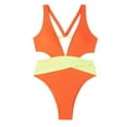 thumbnail image 4 of Kmdttou One Piece Swimsuit Women Tum-my Control Sexy Color Block Swimsuit V-neck Slim Swimsuit Bikini Straped Swimsuits, 4 of 4